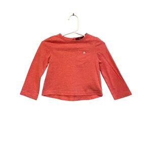 7 For All Mankind pink long sleeve knit top pocket keyhole button cotton 24m